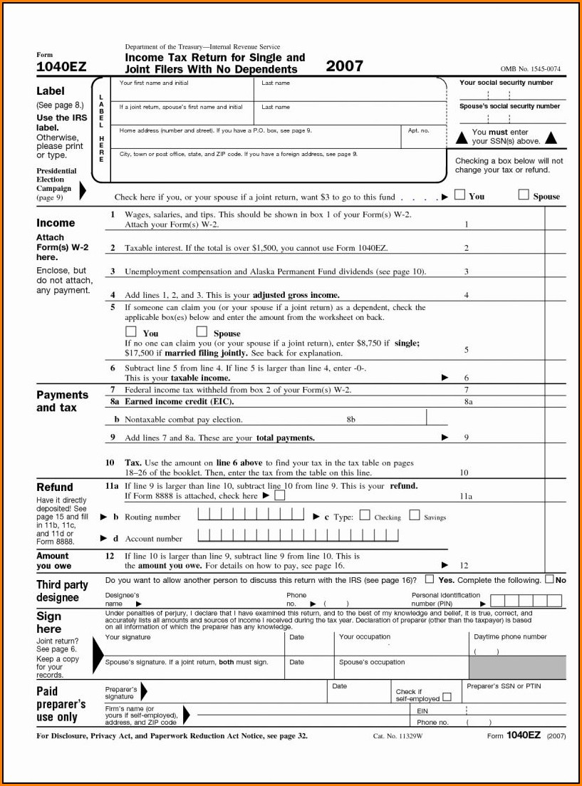 1040ez Tax Form 2014