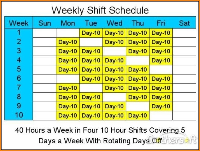 10 Hour Shift Schedule Templates