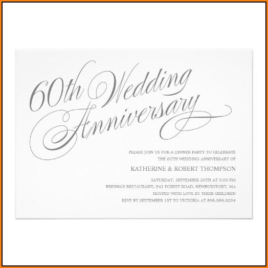 60th Wedding Anniversary Invitations Templates