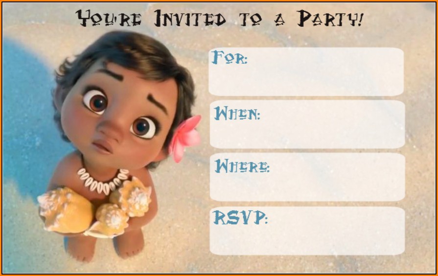 Baby Moana Invitation Template Free