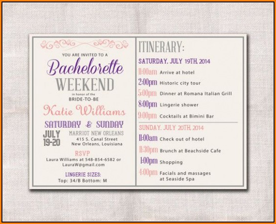 Bachelorette Itinerary Template Download