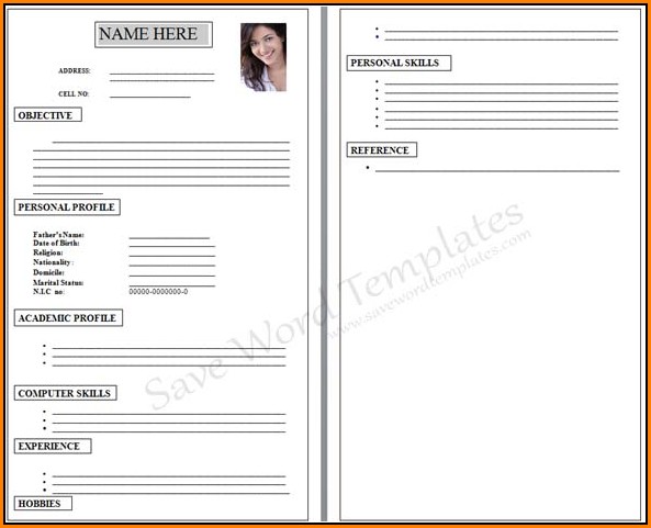 Blank Cv Form For Job Application