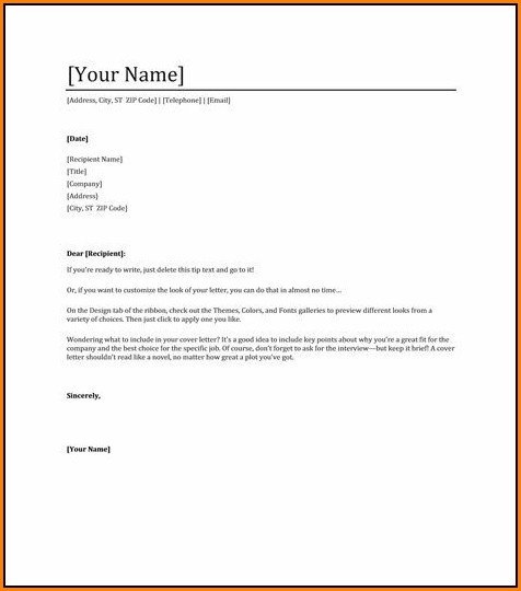 Cover Letter For Resume Template Free