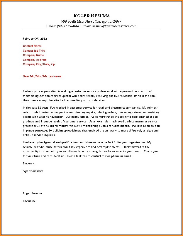 Customer Service Cover Letter Samples Free