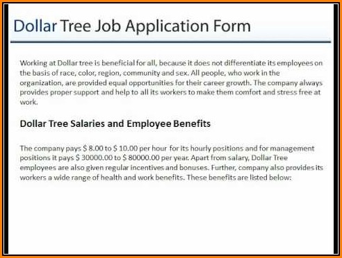 Dollar Tree Job Application Form Online