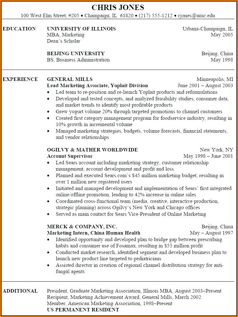 Examples Of Resumes For Marketing Jobs