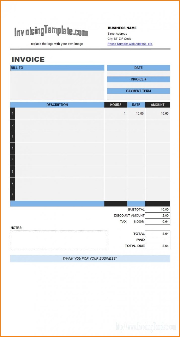 Excel Invoice Template With Automatic Invoice Numbering Free Download