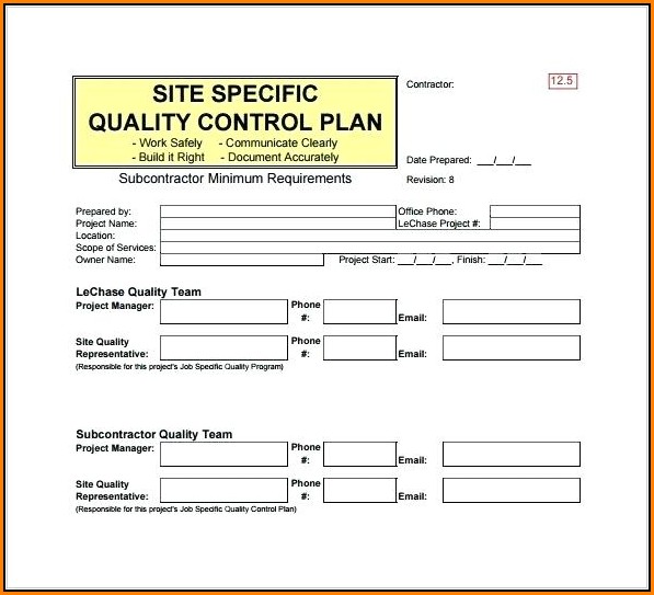 Free Construction Quality Control Plan Template