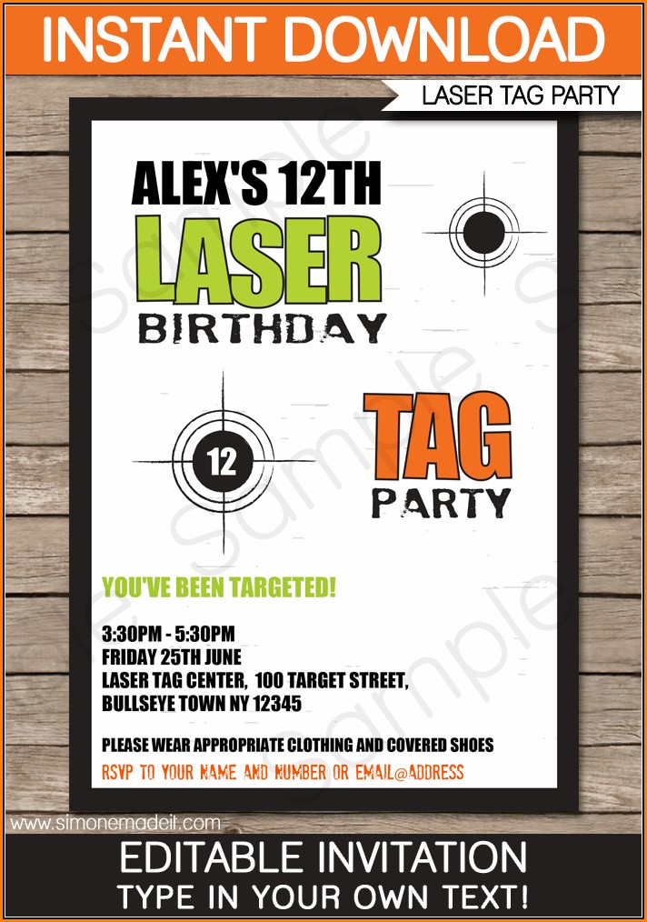 Free Printable Laser Tag Invitation Template
