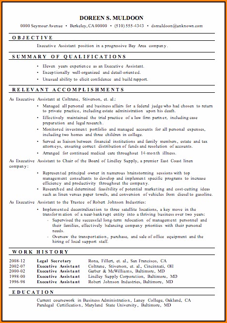 Functional Resume Executive Assistant