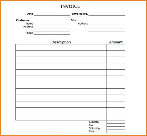 Invoice Blank Form Free Printable