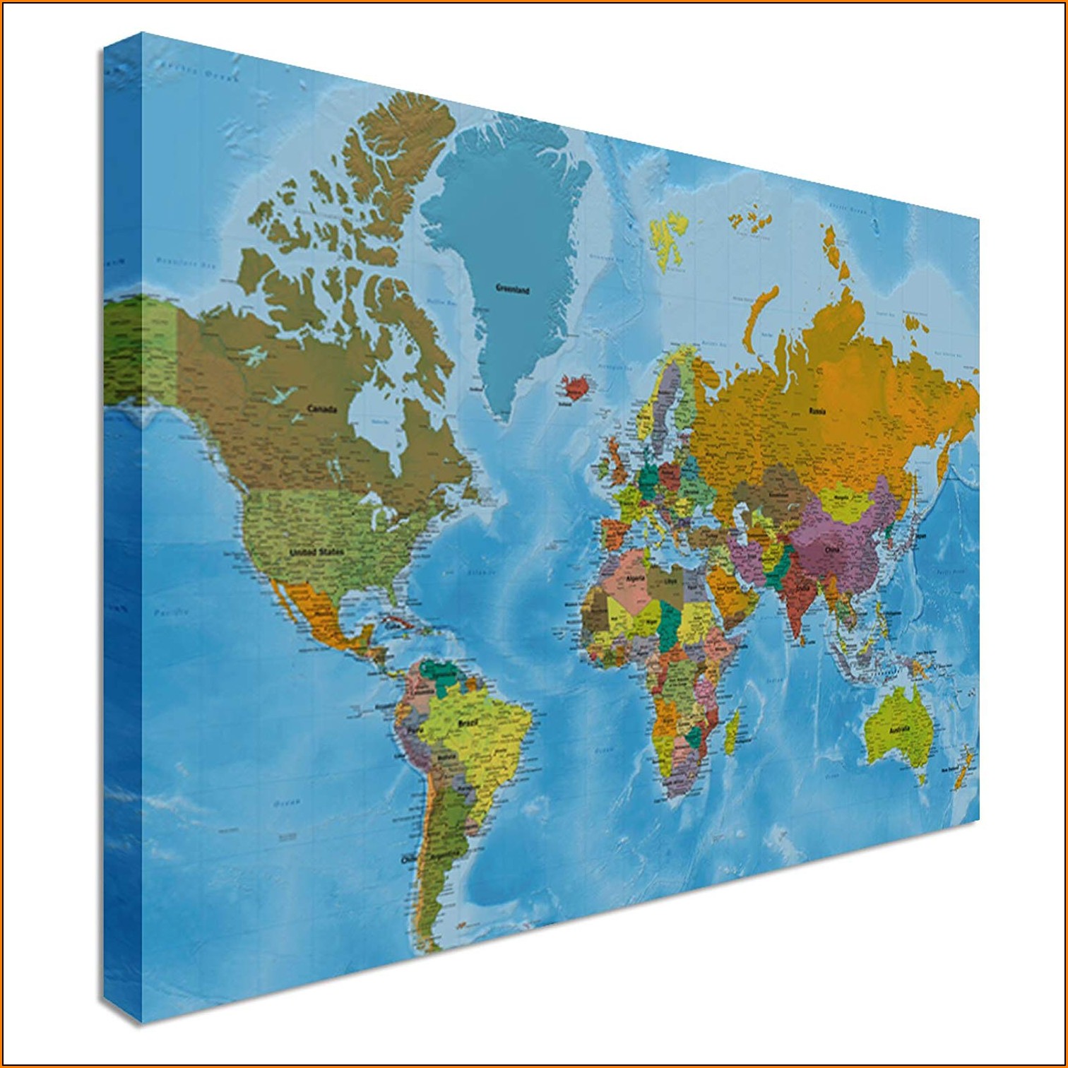 Large World Map Canvas Uk