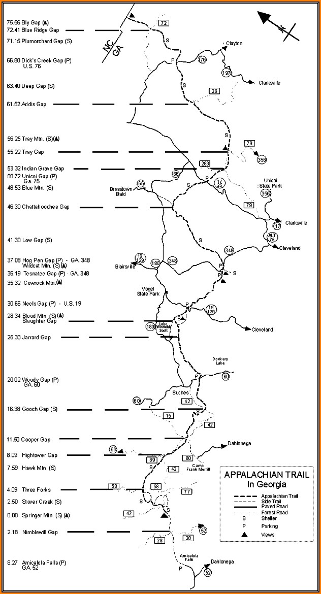 Map Of The Appalachian Trail In Georgia