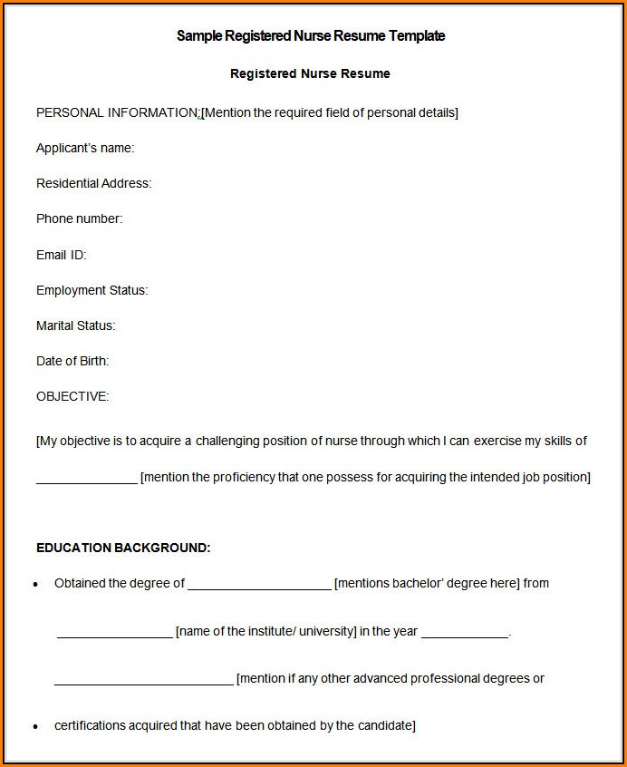 Nursing Resume Format Free Download