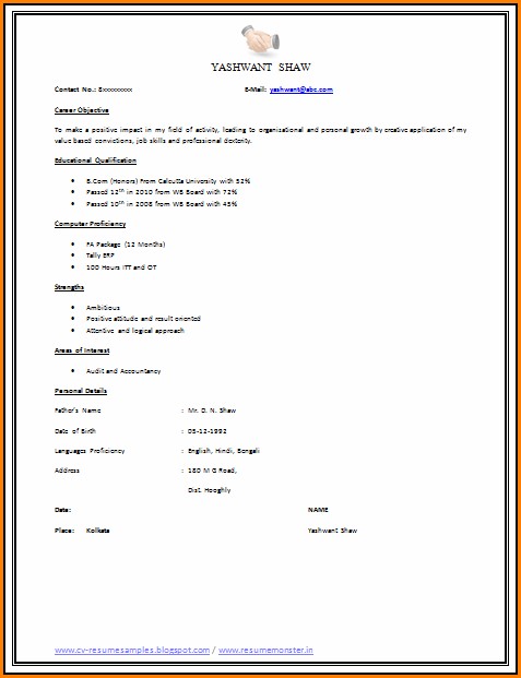 Resume Format Free Download Pdf