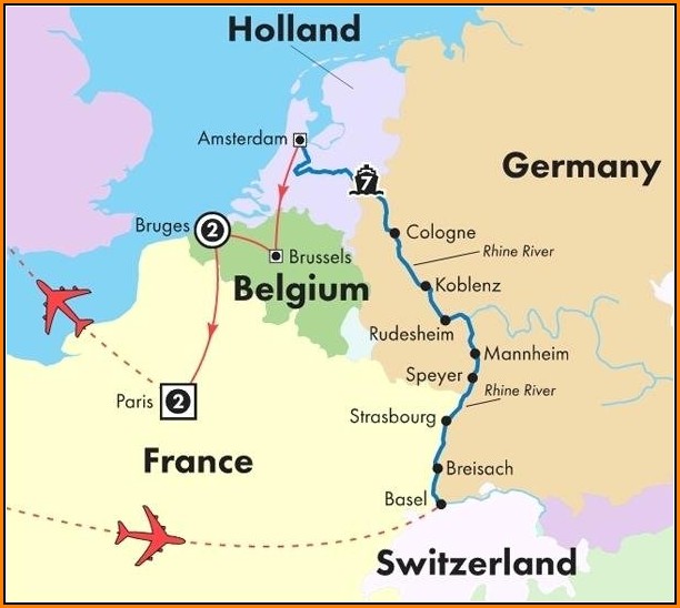 Rhine River Day Cruise Map