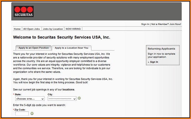 Securitas Job Application Online