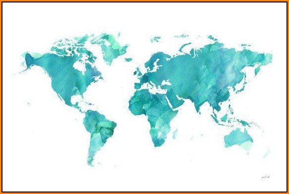 Watercolor World Map Desktop Wallpaper