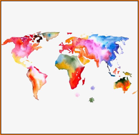 Watercolor World Map Png