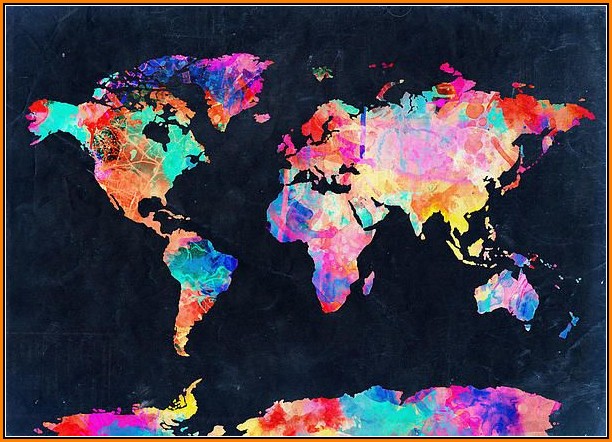 Watercolor World Map Wallpaper