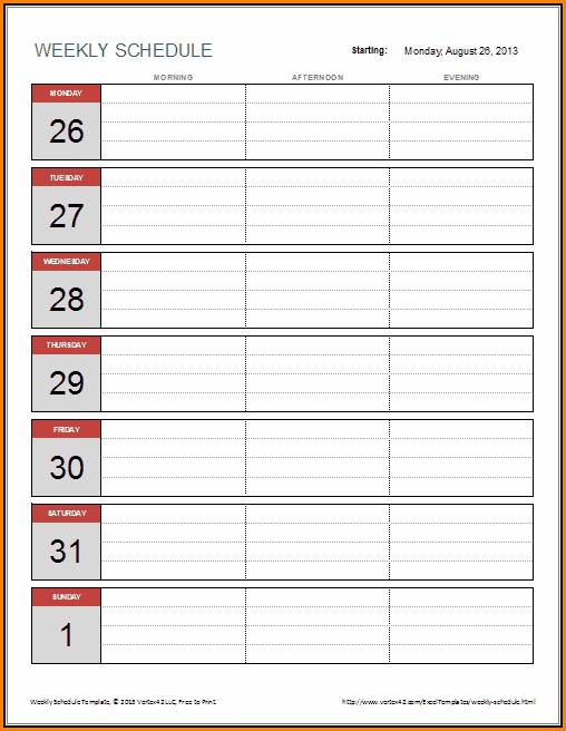 Weekly Schedule Template For Excel
