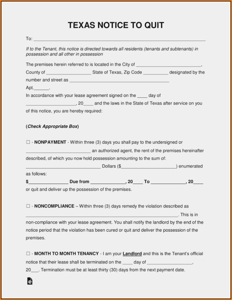 3 Day Eviction Notice Form Texas