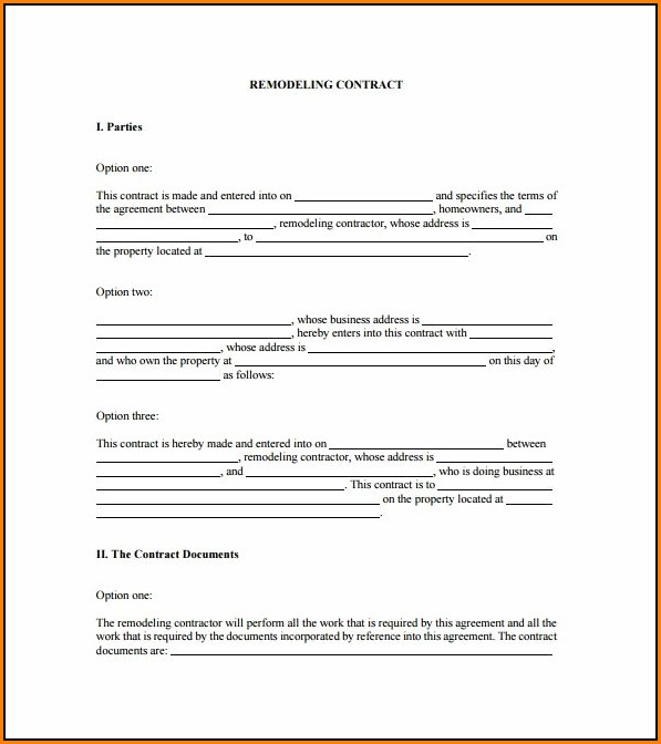Bathroom Remodeling Contract Template