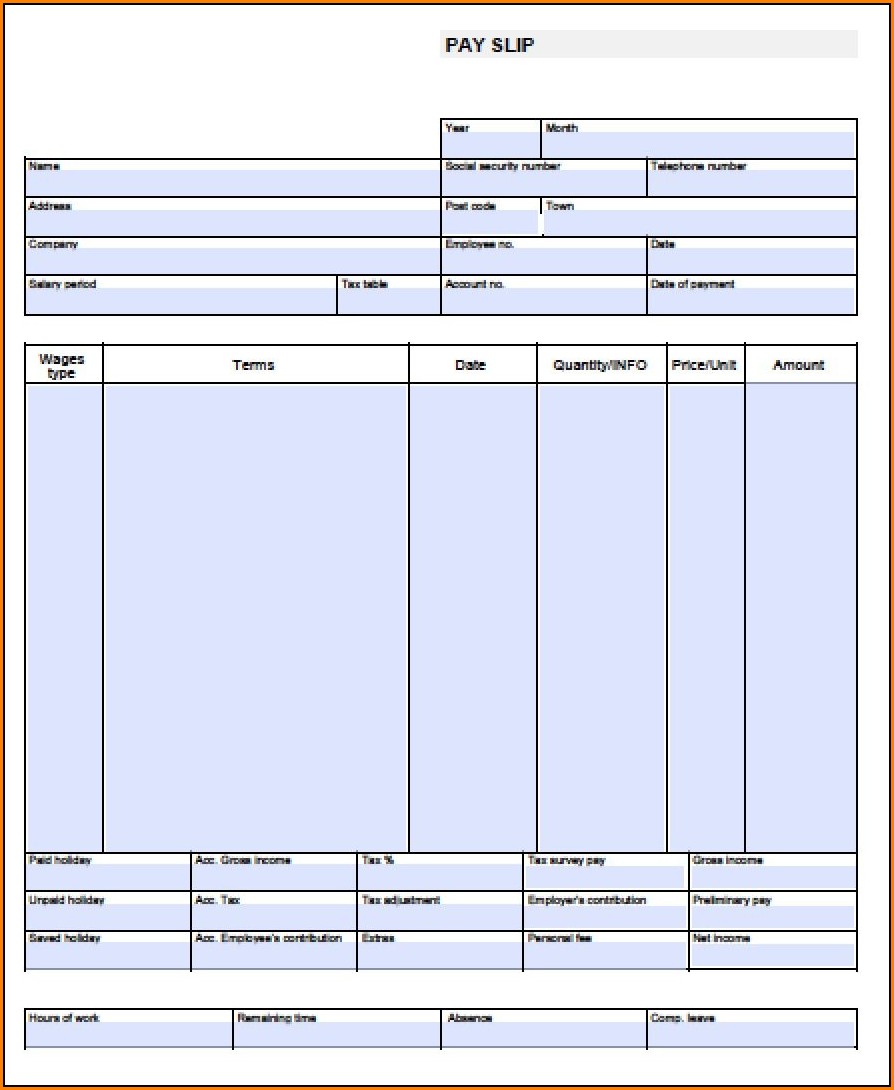 Blank Pay Stub Template Free