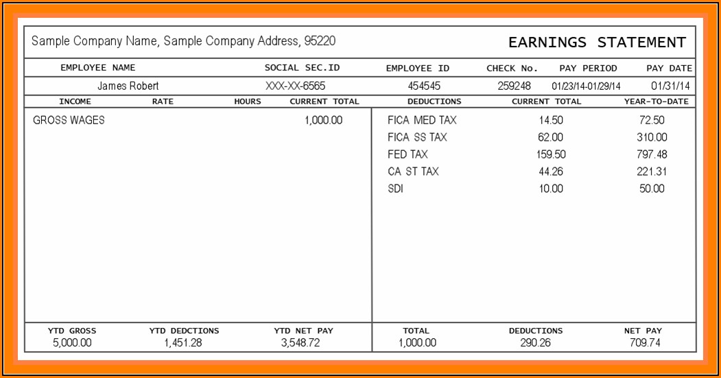 Blank Pay Stubs Template Free
