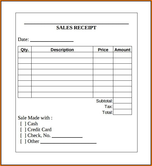 Blank Sales Receipt Template