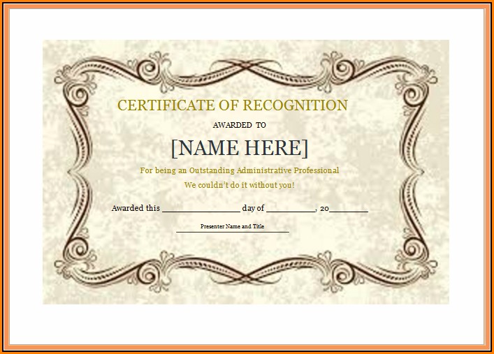 Certificate Of Recognition Template Png
