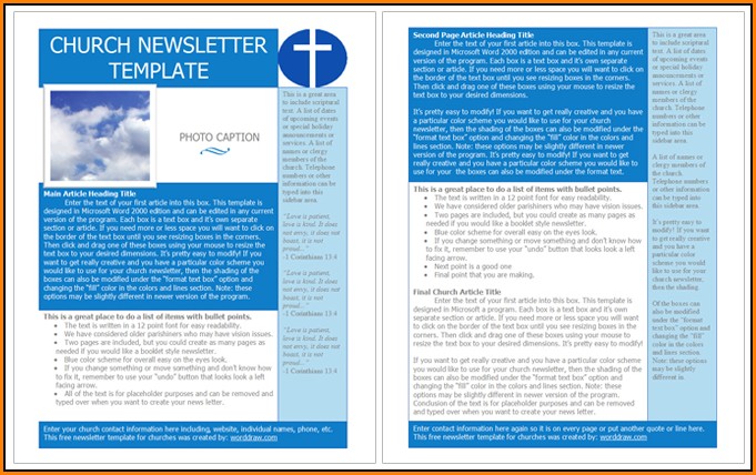 Church Newsletter Templates Free