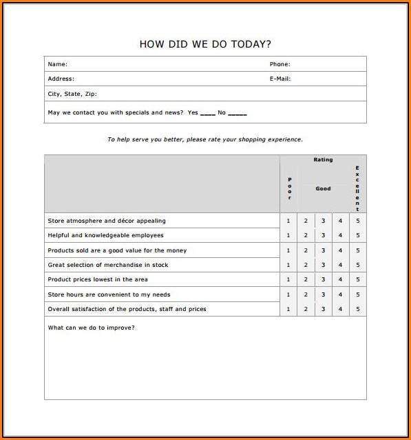 Comment Card Template