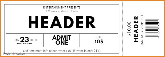 Concert Ticket Template Free
