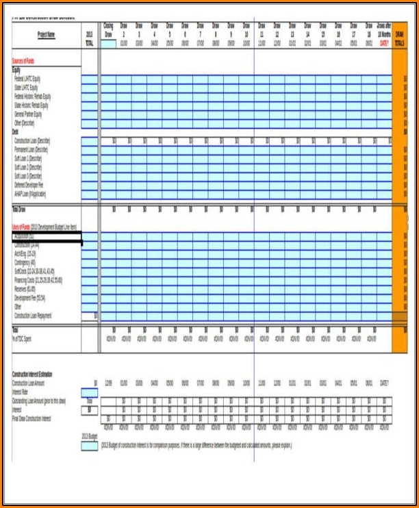Construction Draw Schedule Template Excel