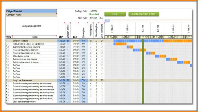 Construction Schedule Template Excel