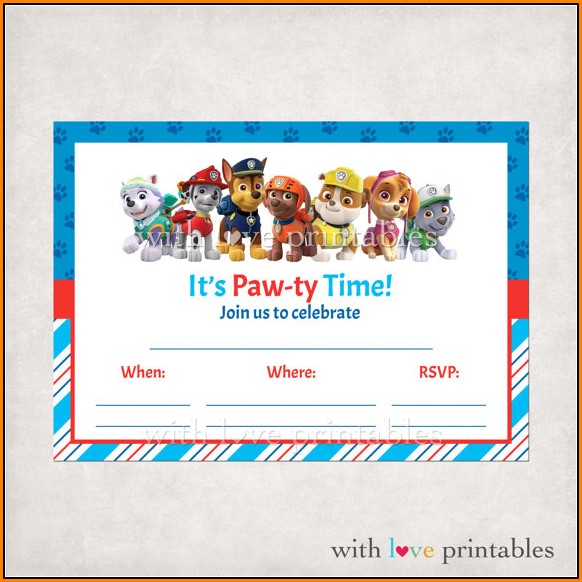 Downloadable Paw Patrol Invitation Template