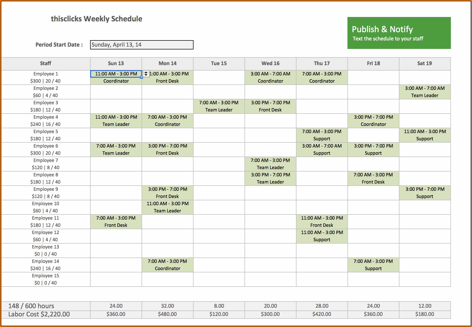 Employee Schedule Template Excel Free
