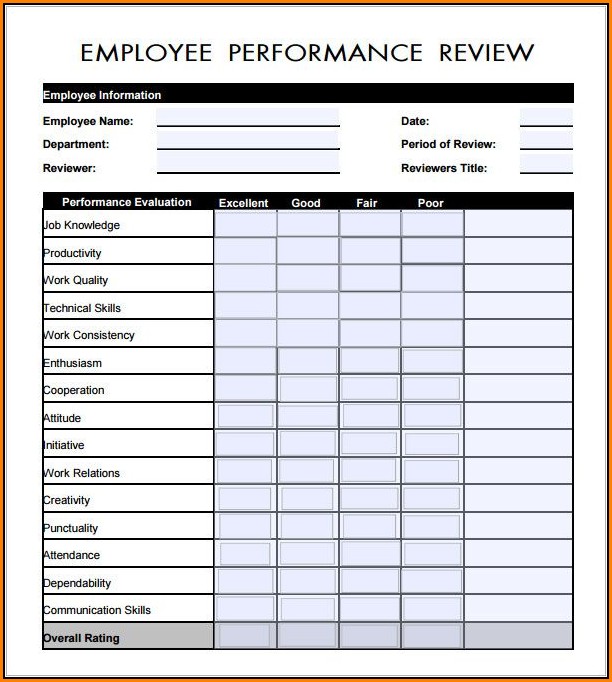 Free Employee Evaluation Form Pdf