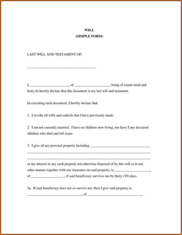 Free Printable Last Will And Testament Blank Forms Texas / Living Will