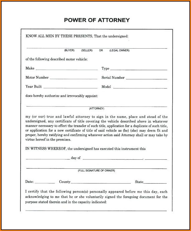 Free Printable Power Of Attorney Papers