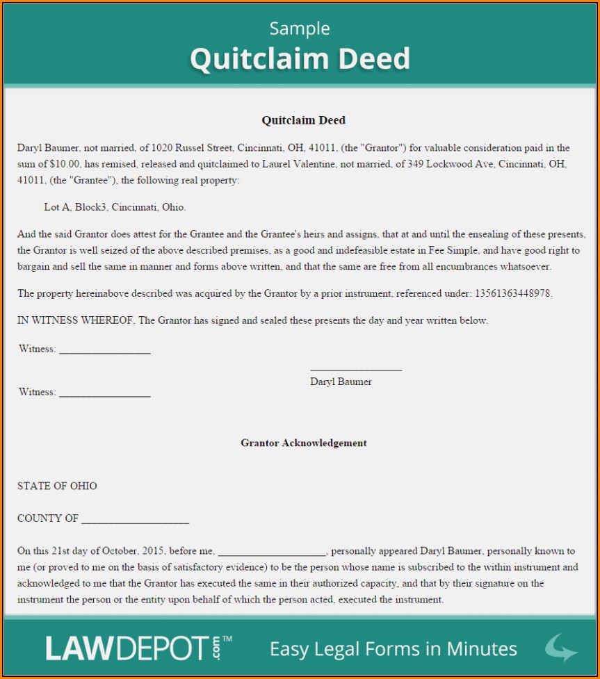 Free Quitclaim Deed Form Texas