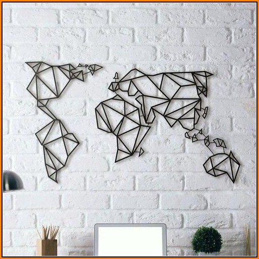 Geometric World Map Wall Art