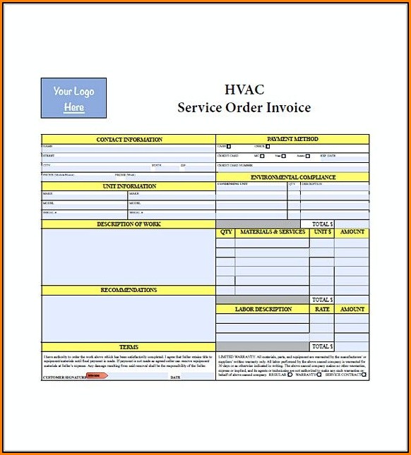 Hvac Service Order Invoice Template