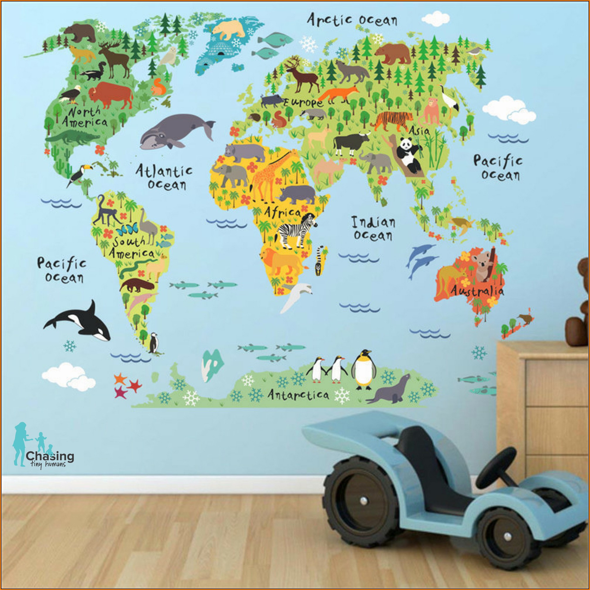 Kids World Map Decal