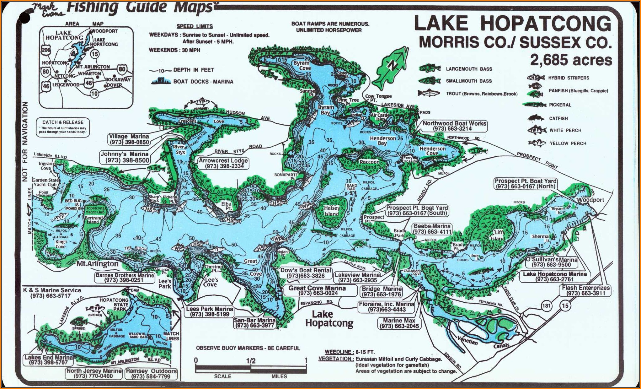 Lake Hopatcong Fishing Map