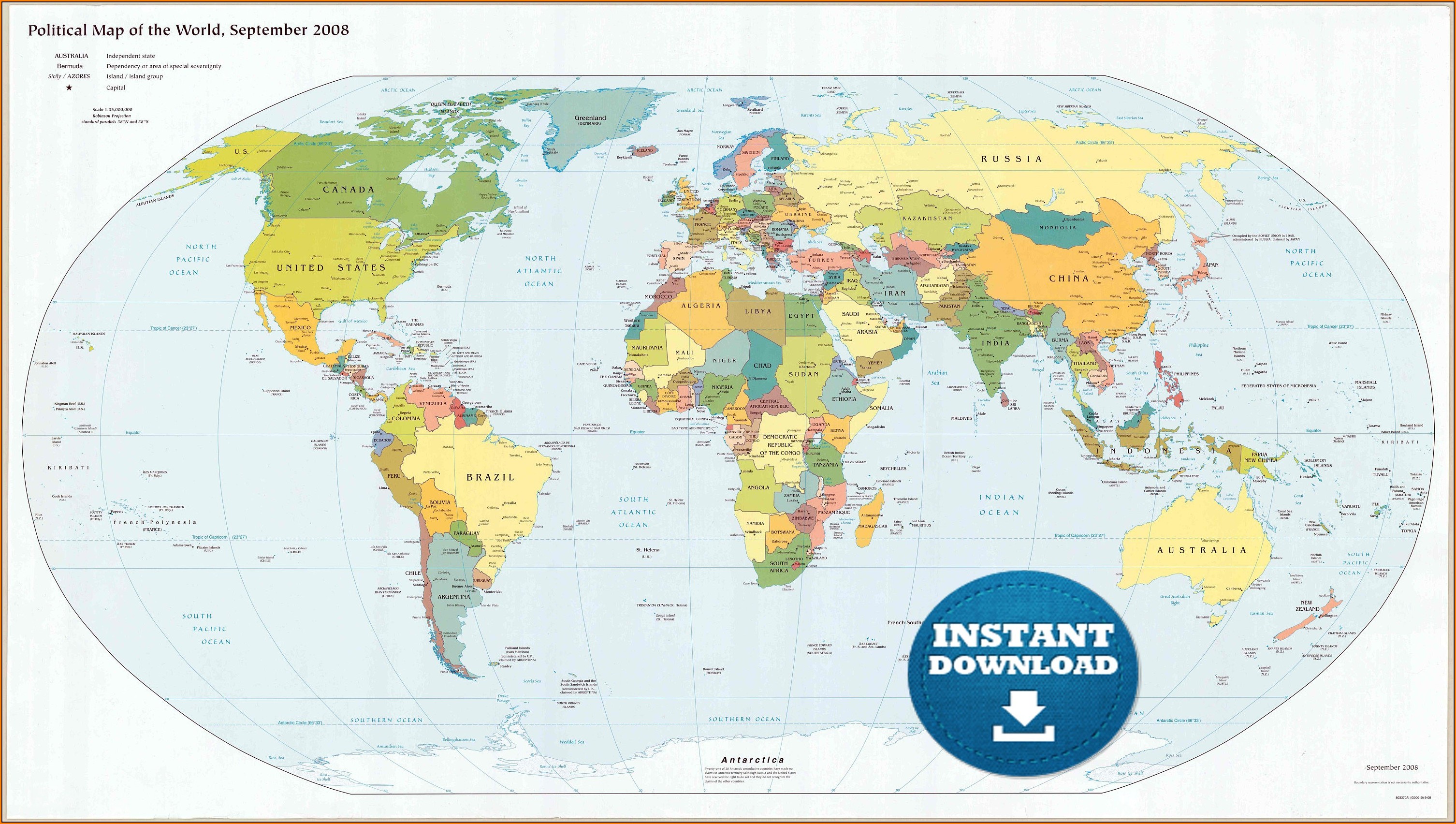 Large Printable World Map Poster