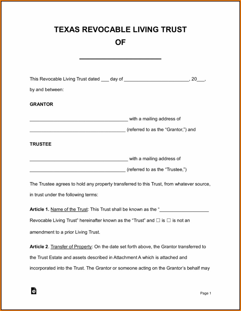 Living Revocable Trust Form