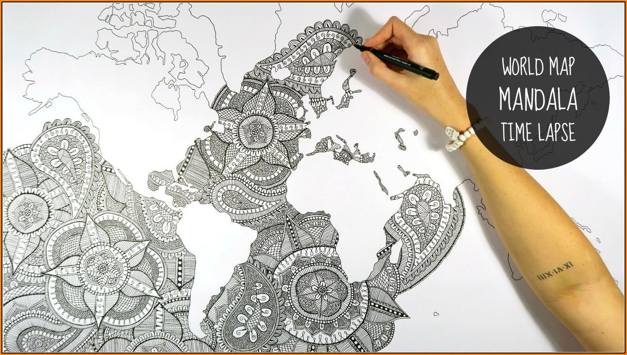 Mandala World Map Drawing
