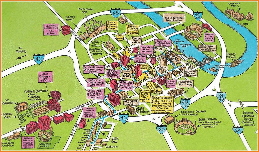 Map Of Hotels In Nashville Tn
